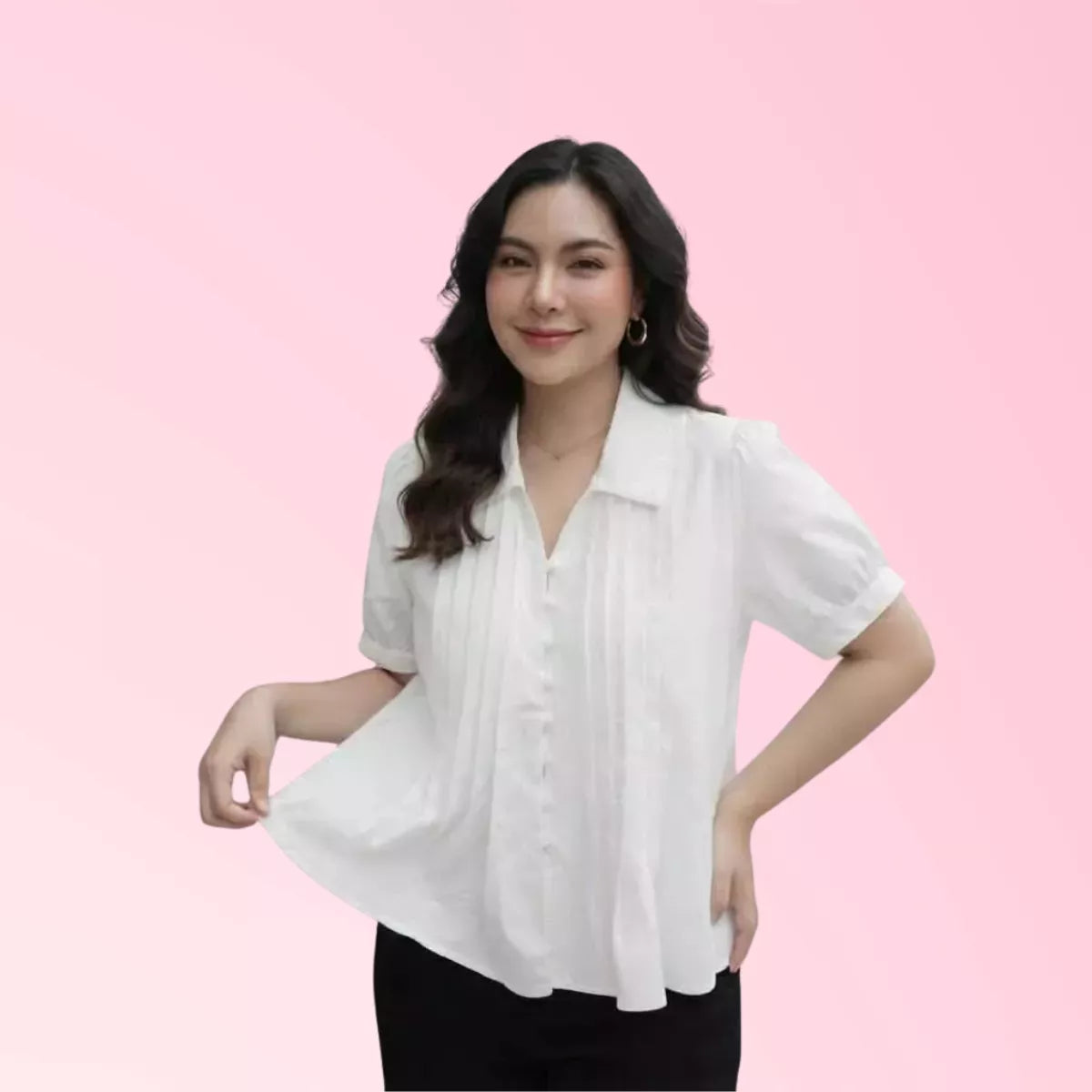 Women's  casual blouse available in white pink and blue colours
